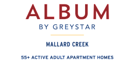 Album by Greystar logo for Mallard Creek, offering vibrant 55+ active adult apartment homes.