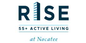 Rise at Nocatee logo highlighting active 55+ living community.
