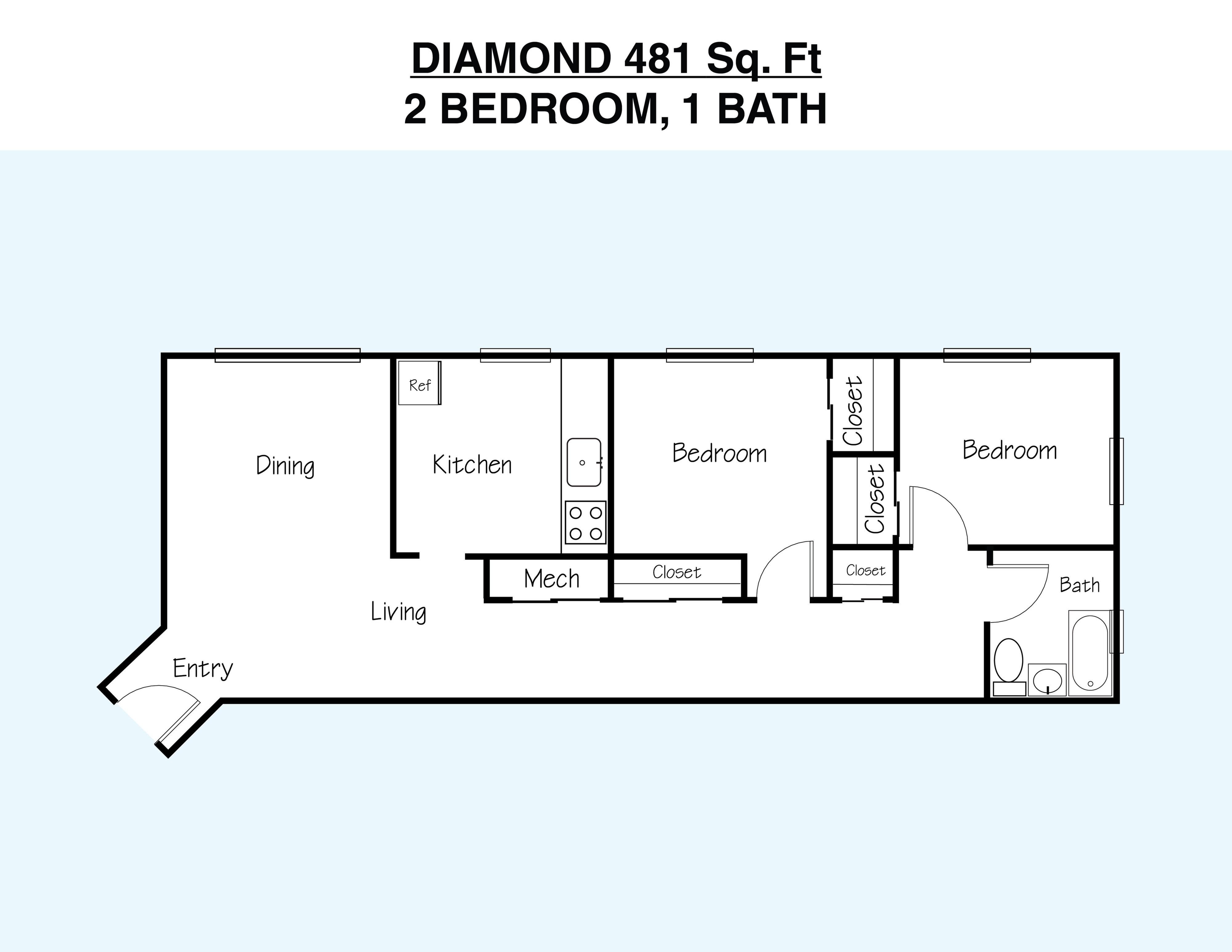 2BR/1BA Diamond