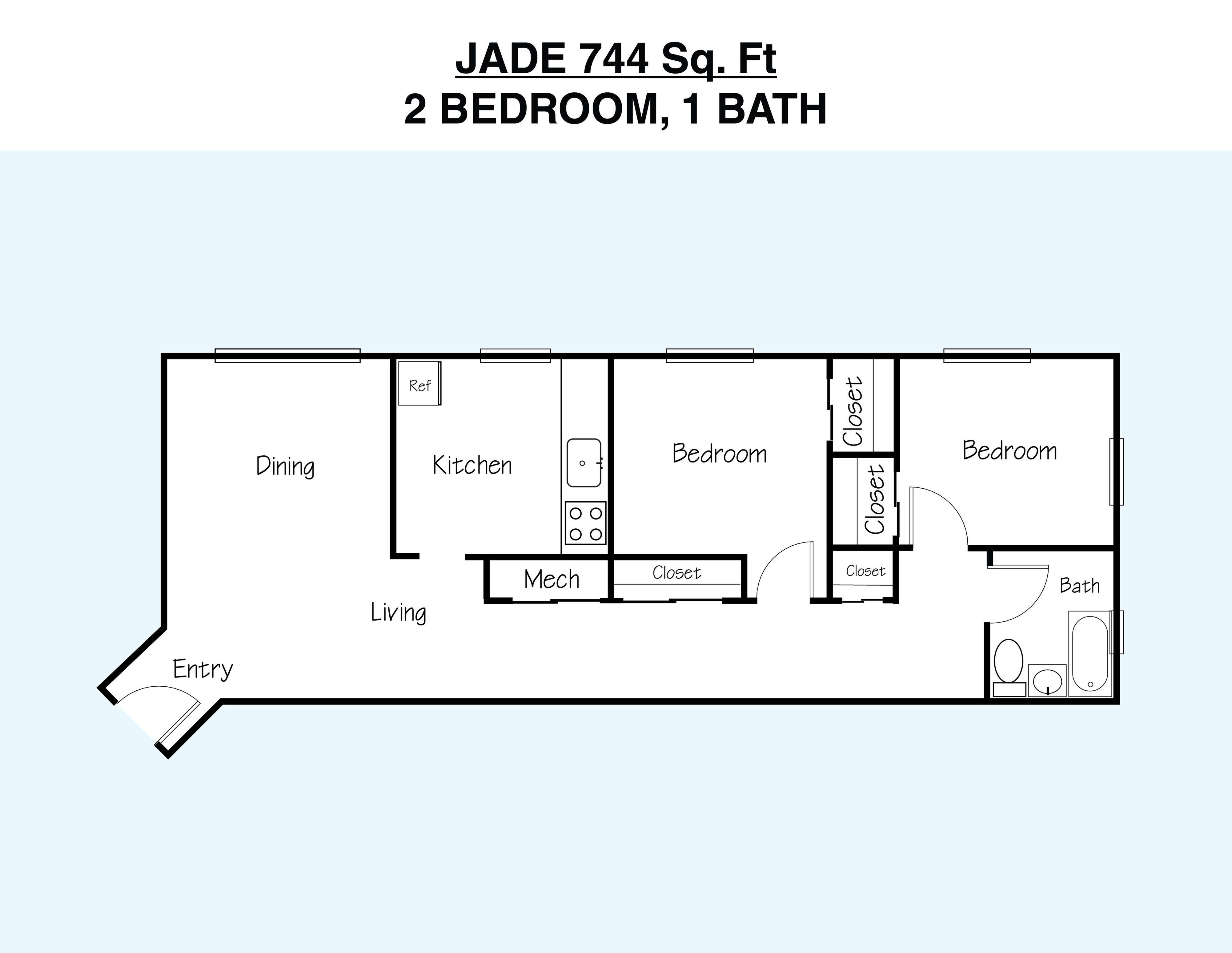 2BR/1BA Jade
