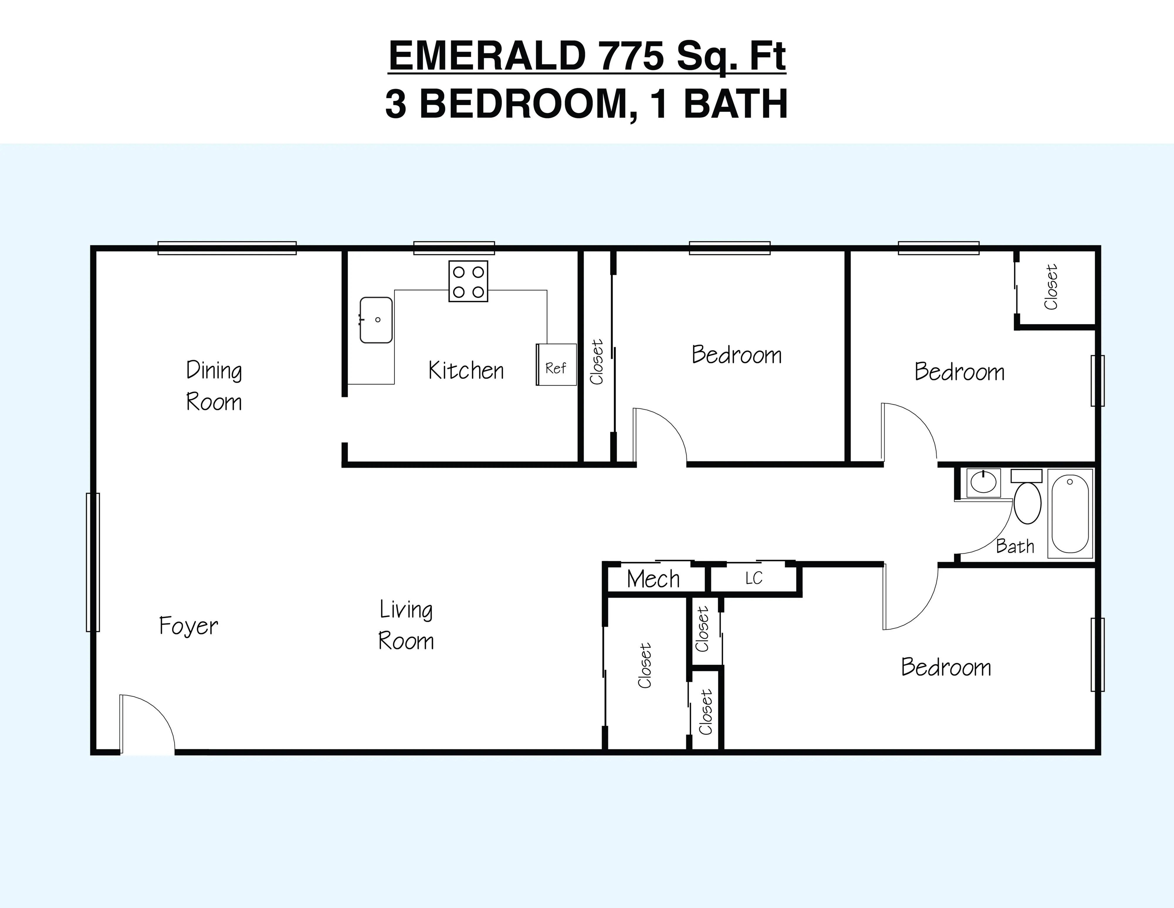 3BR/1BA Emerald