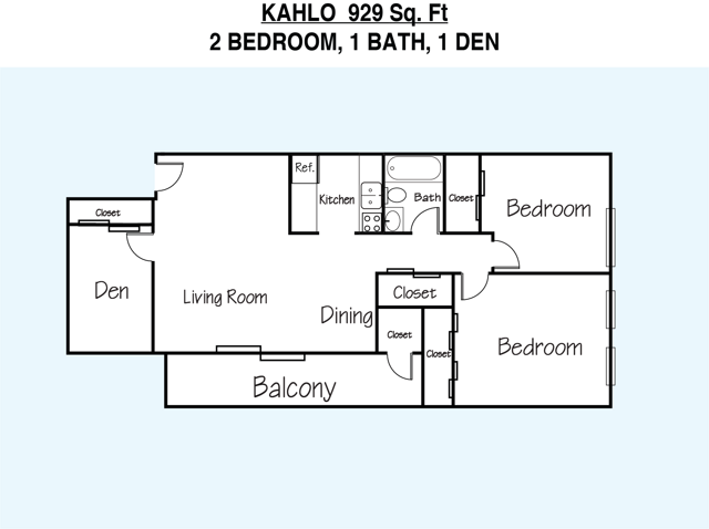 2 Bedrooms 1 Bathroom