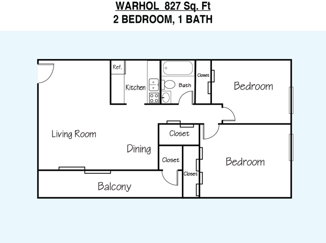 2 Bedrooms 1 Bathroom