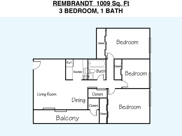 3 Bedrooms 1 Bathroom