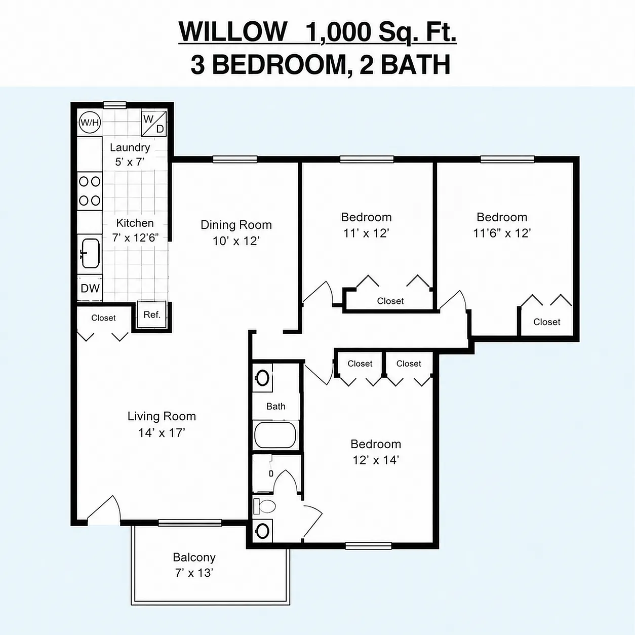 Willow 3BR/2BA