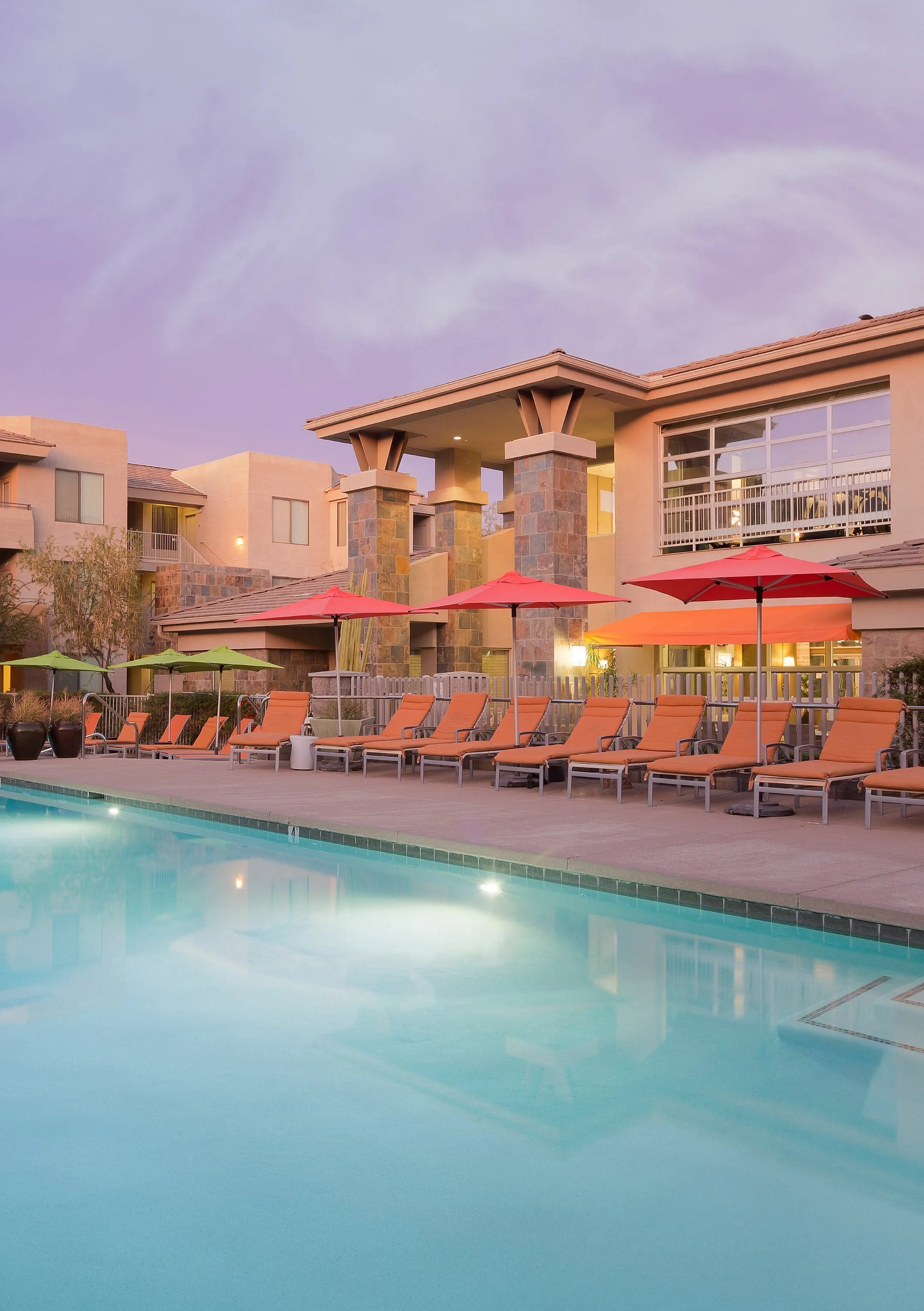 Pool and poolside area at Aria on Cave Creek Apartments.