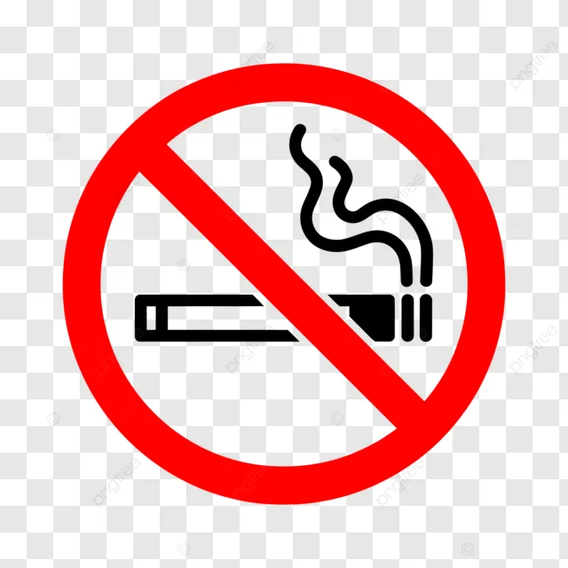 No smoking icon with a cigarette crossed out by a bold red circle and slash.