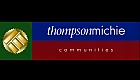 Logo of Thompson Michie Communities with geometric design and bold text.