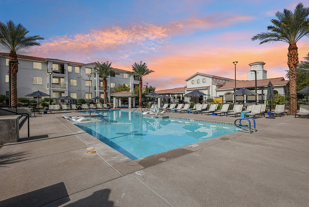 Main pool twilight view
