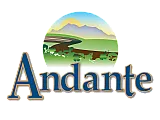 Andante logo featuring vibrant landscape with rolling hills and clear skies, evoking a sense of serene countryside living.