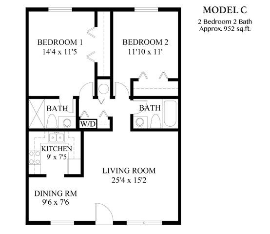 2 Bedroom, 2 Bath