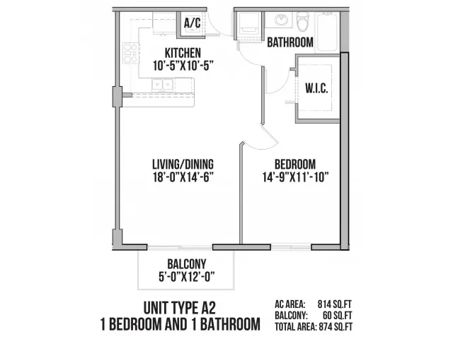 A2 | 1 Bedroom, 1 Bath