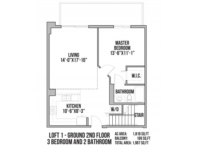 Loft | 3 Bedrooms, 2 Baths