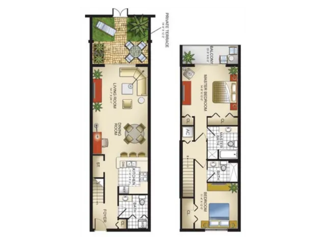 Townhouse - 2 Bedroom, 2.5 Baths