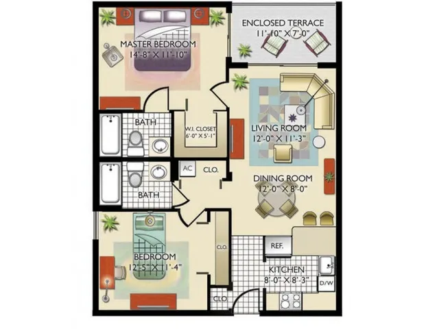 2 Bedrooms, 2 Bath