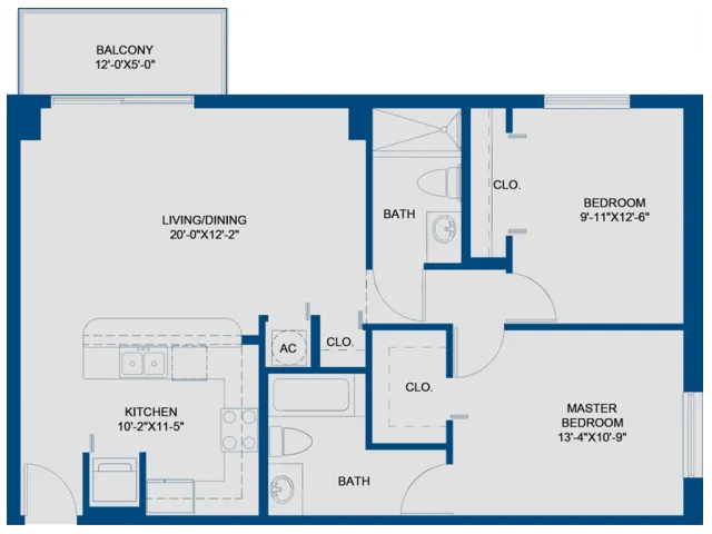 2 bedroom, 2 bath