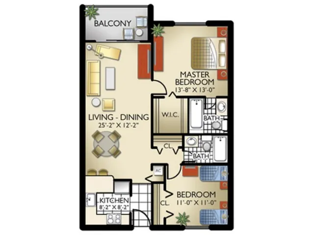 2 Bedrooms, 2 Bath