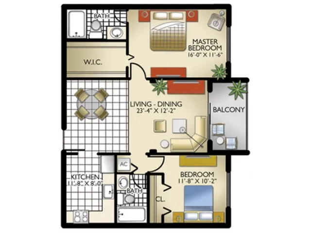 2 Bedrooms, 2 Bath