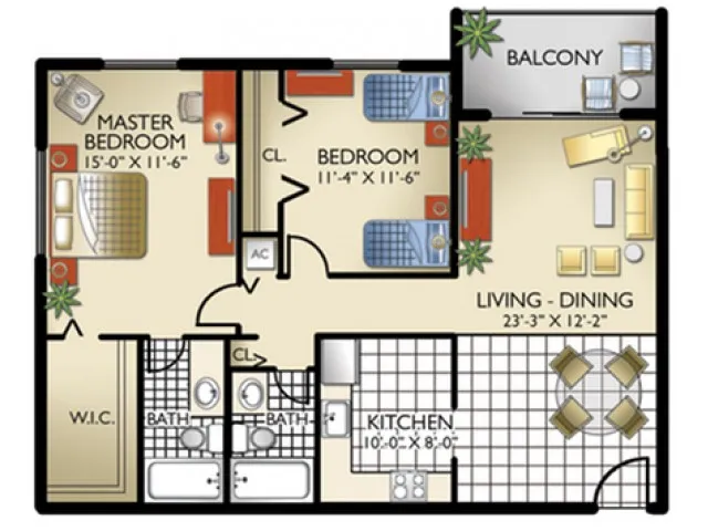 2 Bedrooms, 2 Bath