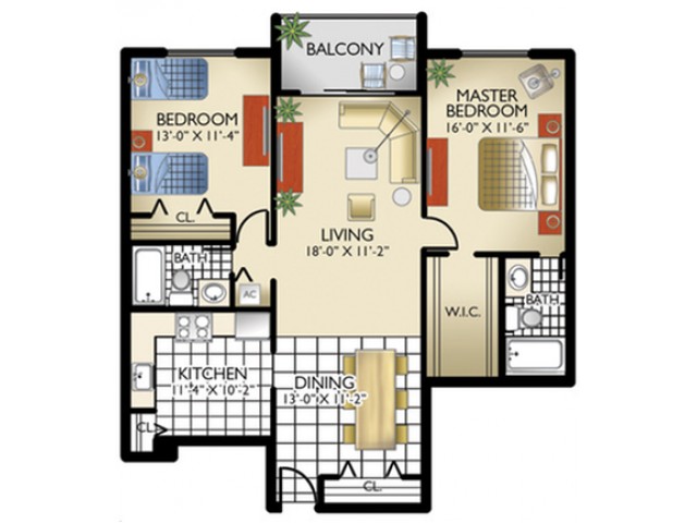 2 Bedrooms, 2 Bath