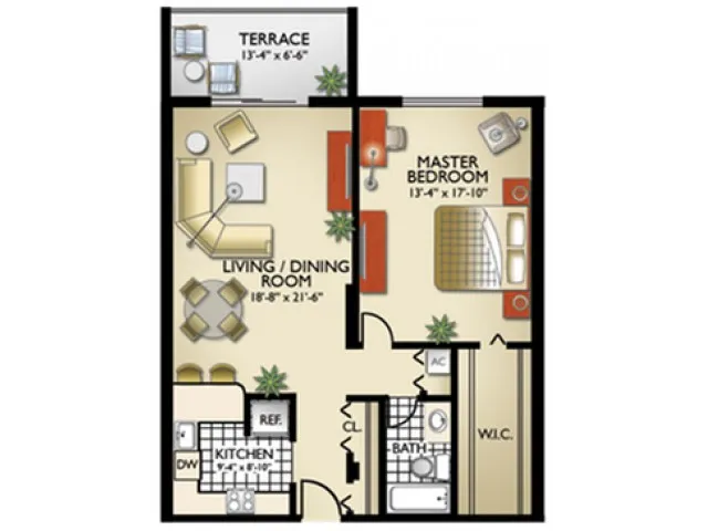 1 Bedroom, 1 Bath