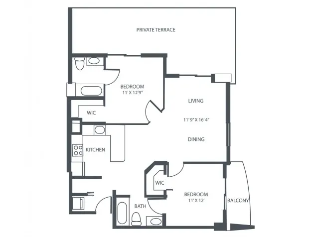 2 Bedroom, 2 Bath