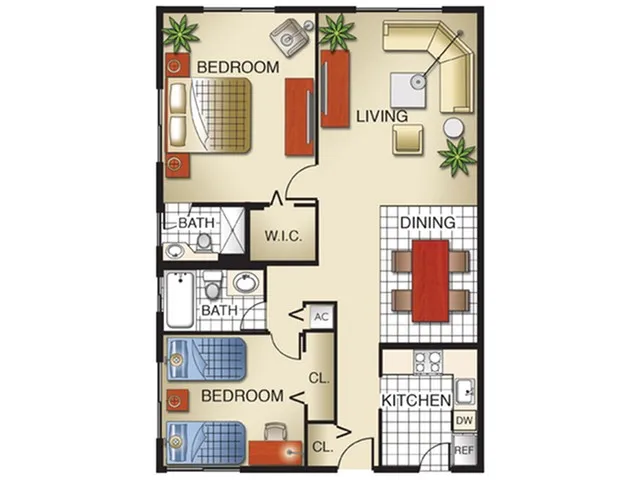 2 bedroom, 2 Bath