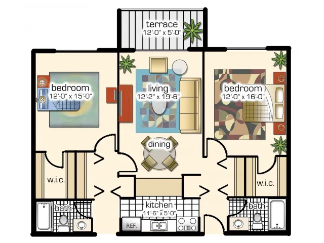 2 Bedroom, 2 Bath