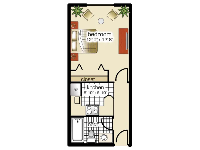 Studio | 1 Bathroom