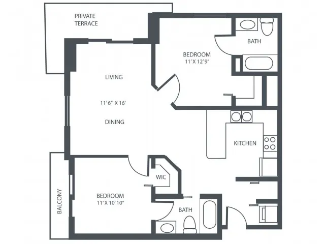 2 Bedroom, 2 Bath