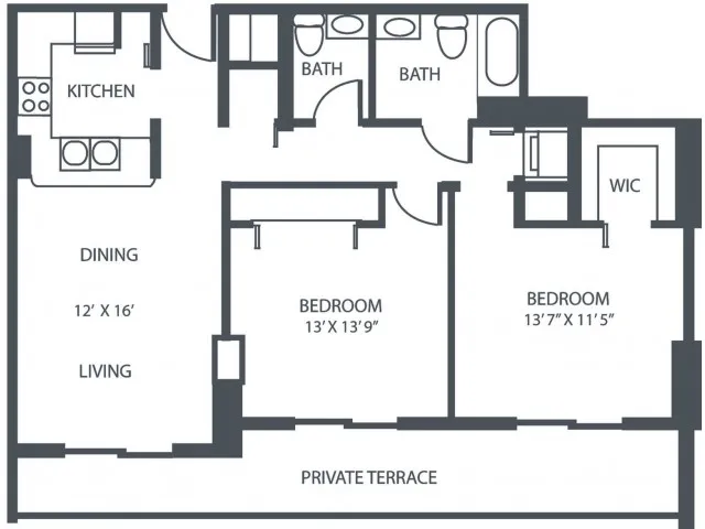 2 Bedroom, 1.5 Bath