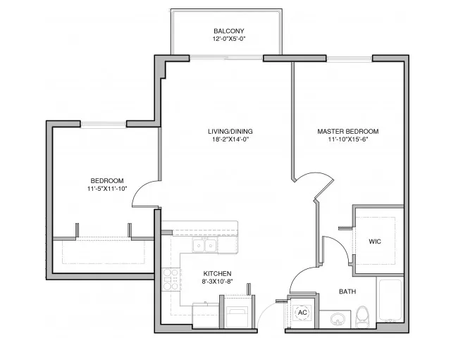 2 Bedroom, 1 Bath