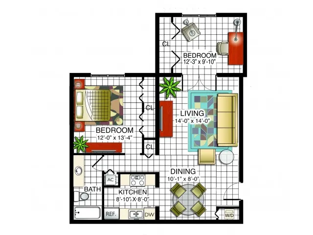 2 bed, 1 bath