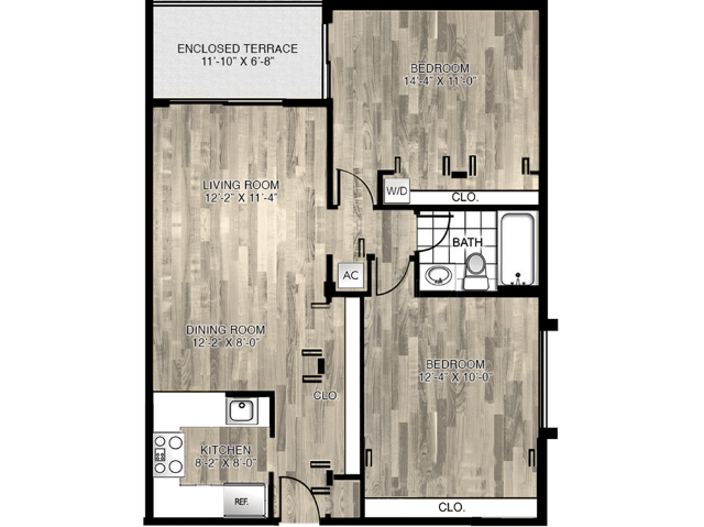 2 Bedrooms, 1 Bathroom