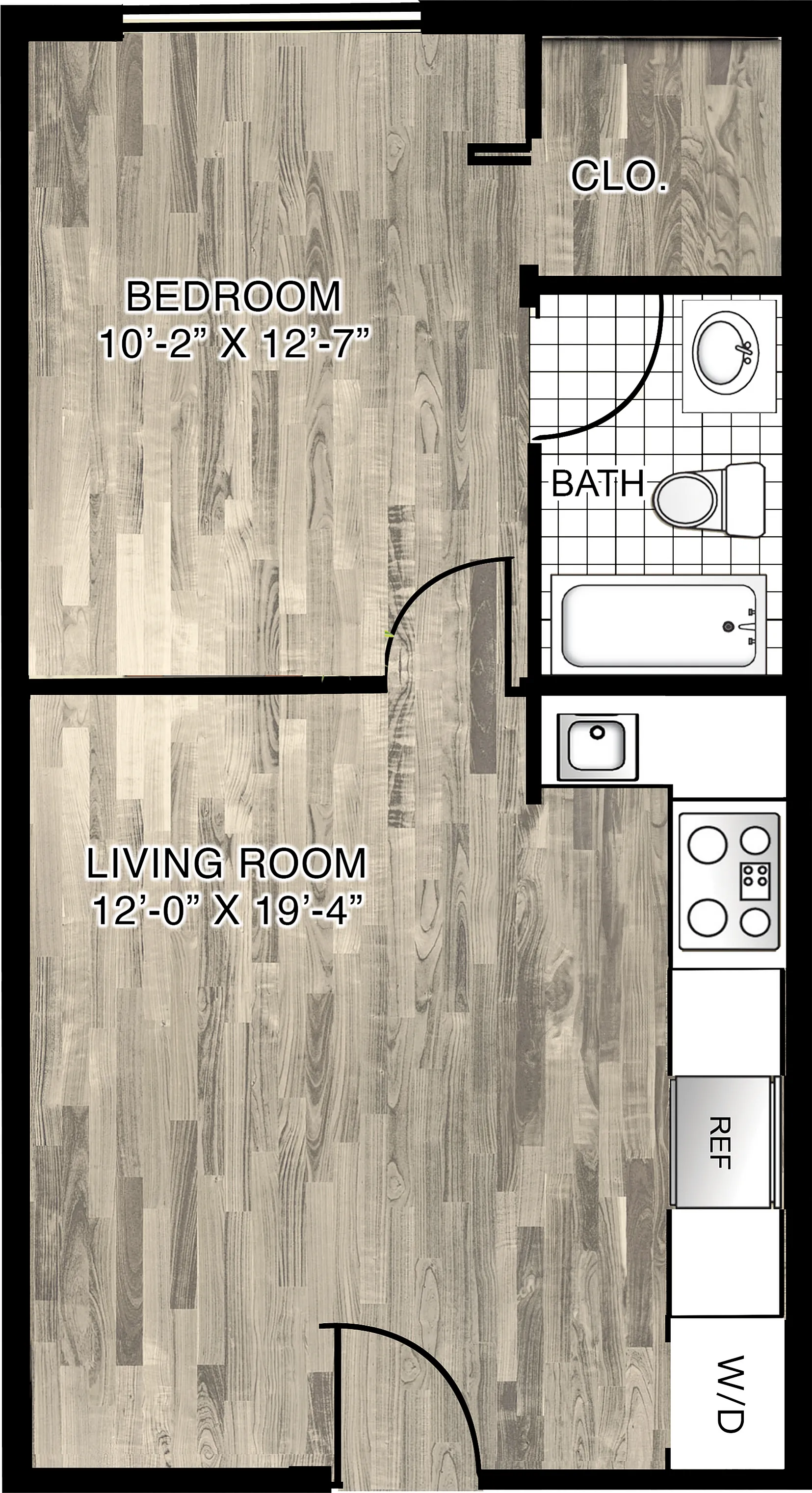 Model D | 1 Bedroom, 1 Bathroom