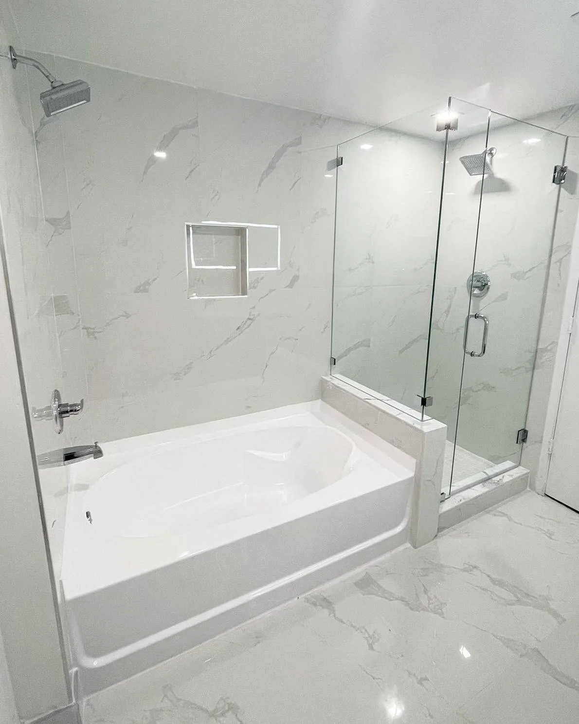 Separate Glass Enclosed Showers in Master Baths