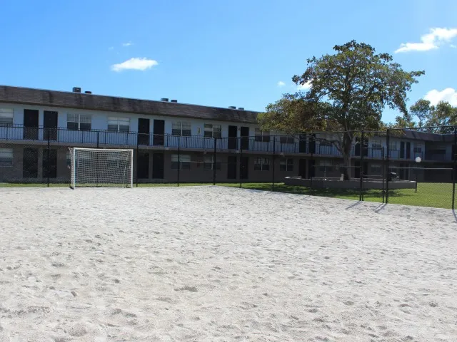 Image of Sanded and Fully Enclosed Soccer Field for Pompano Palms Apartments