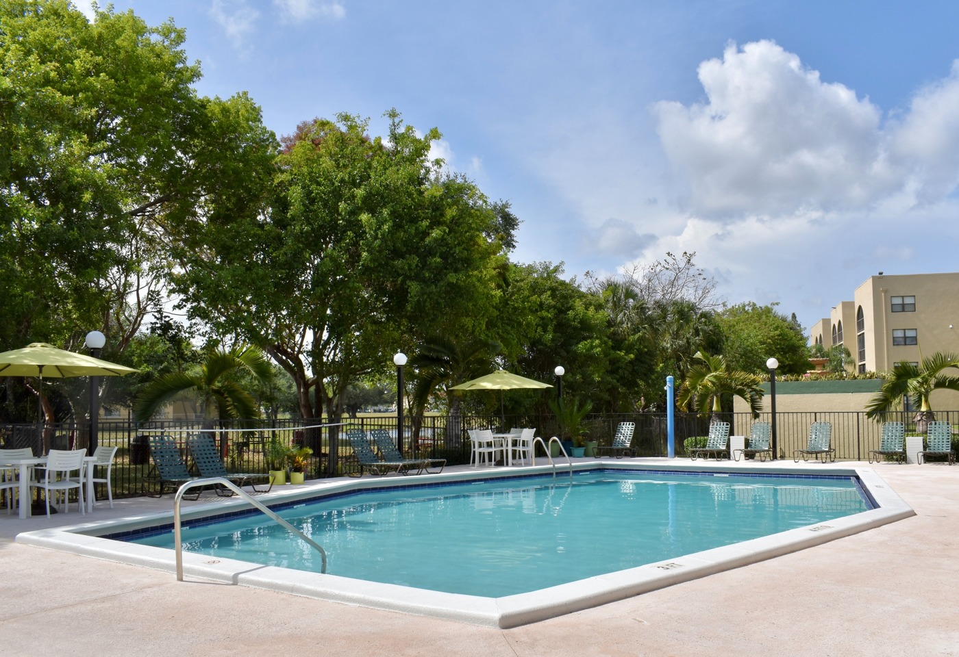 poolside with building view