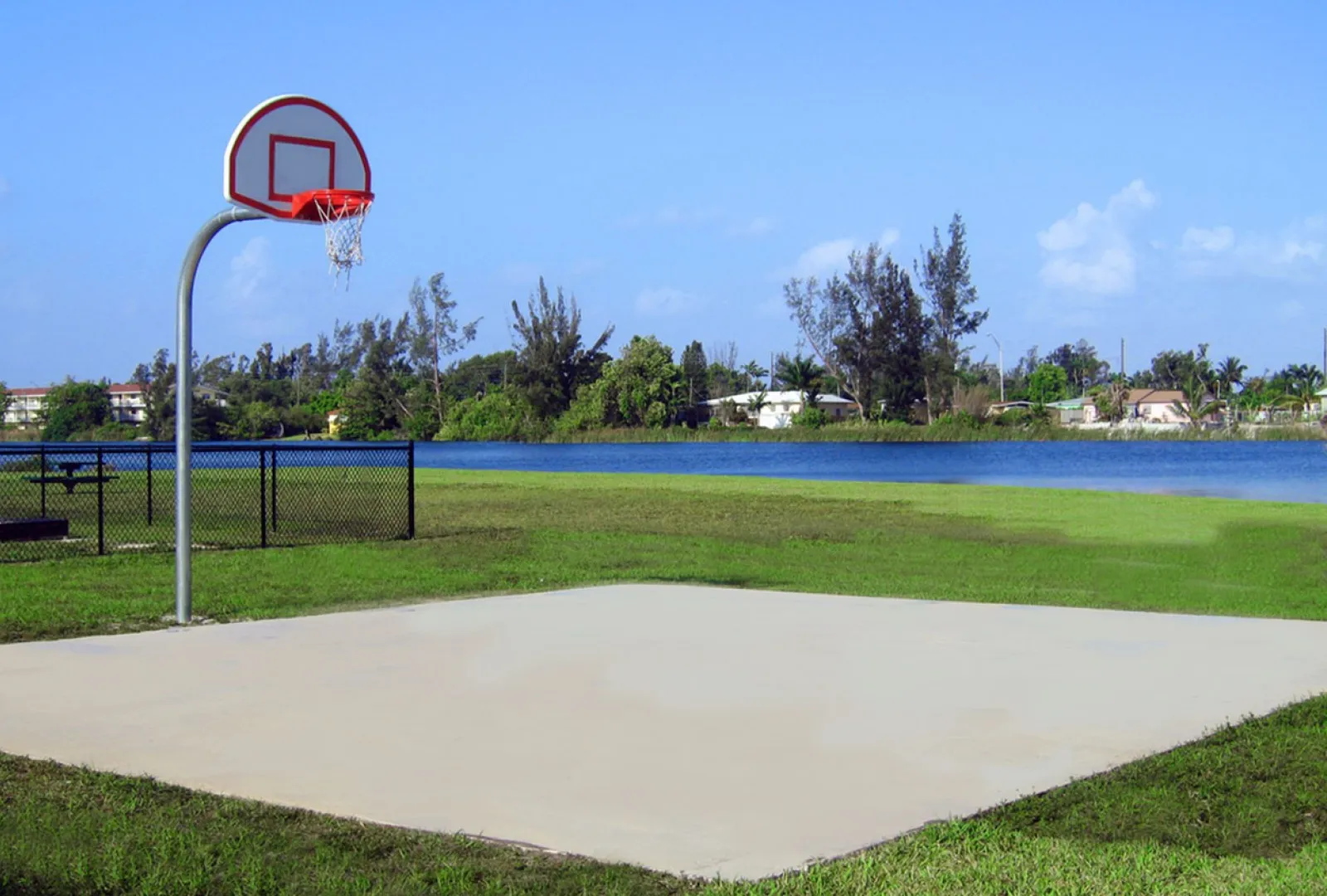 Basketball Court with Lakeside Views