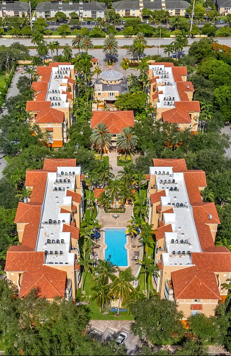 sunrise village, aerial view of entire property