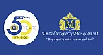 Elegant United Property Management logo celebrating 50 years of excellence, featuring a classic emblem with a focus on attention to detail.