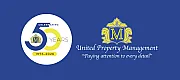 Elegant logo celebrating 50 years of United Property Management with the motto 'Paying attention to every detail'.
