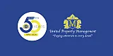 Elegant logo of United Property Management celebrating 50 years, featuring a regal crest on a blue background.