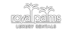 Royal palms logo, white with drop shadow