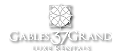 Elegant logo for Gables 37 Grand Luxe Rentals featuring a geometric emblem and stylish typography.