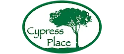 Elegant logo design for Cypress Place featuring a stylized green tree on a clean white background.