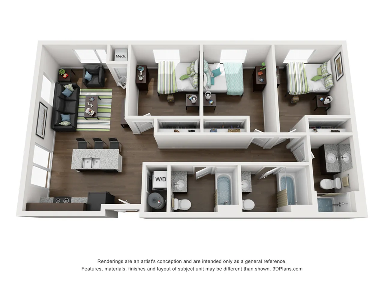 Three Bedroom Three Bathroom
