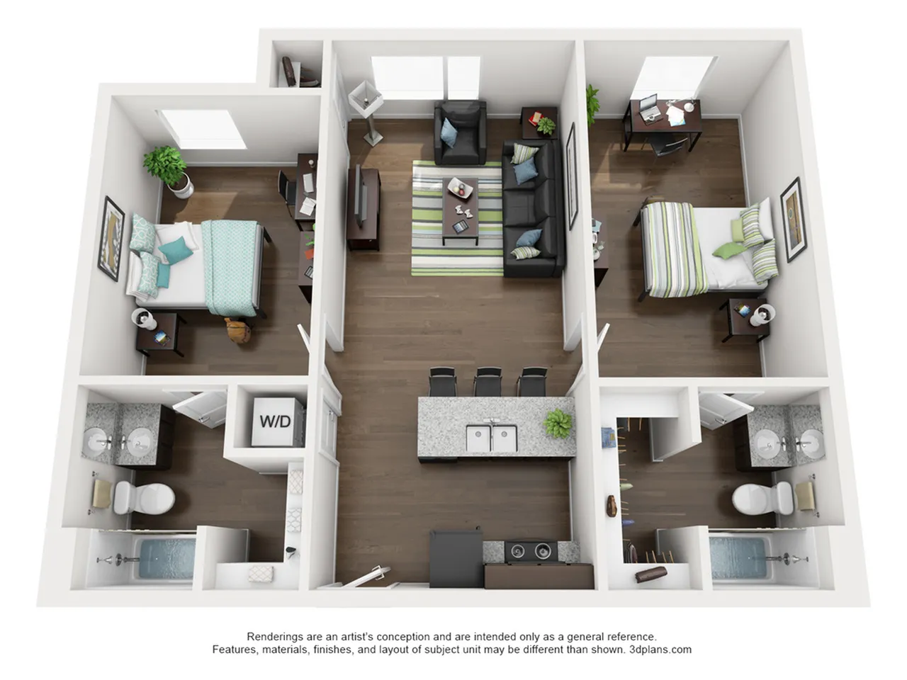 2 bedroom 2 bathroom apartment floor plan 213 Elm Street Prime Place Stillwater