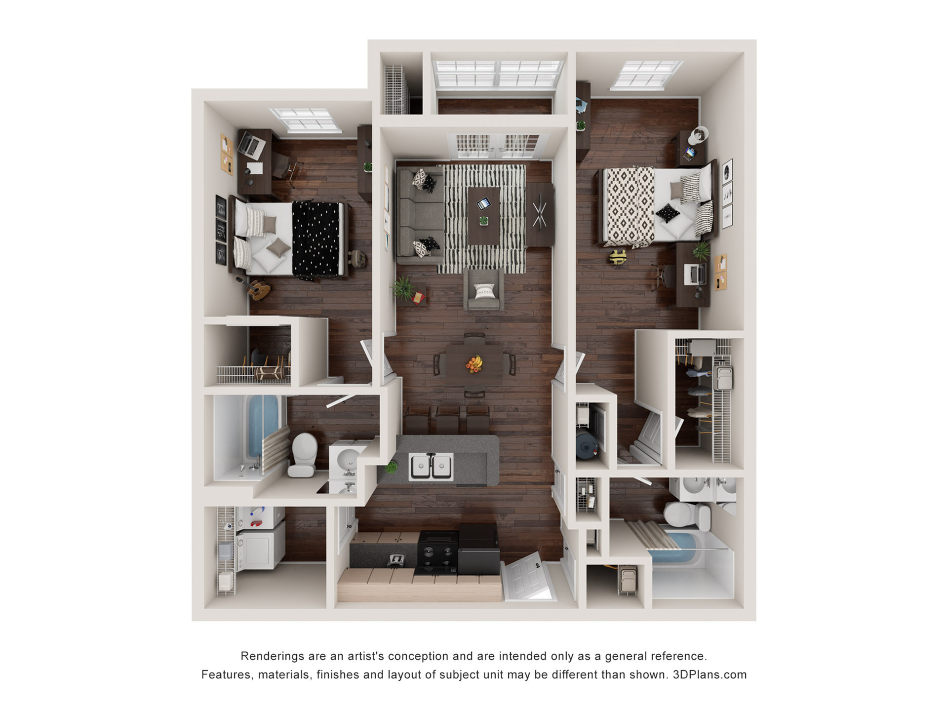 2 x 2 Floorplan at The Commons