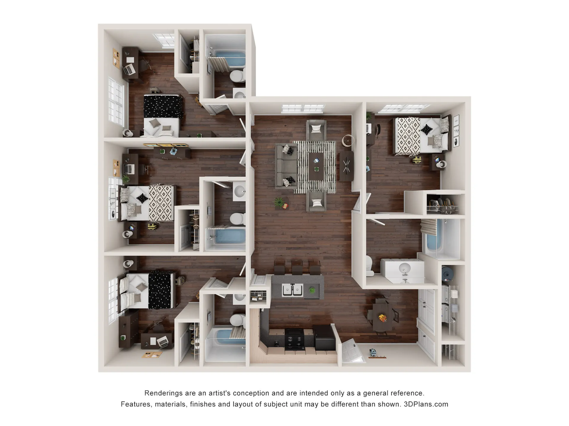 4 x 4 Floorplan at The Commons
